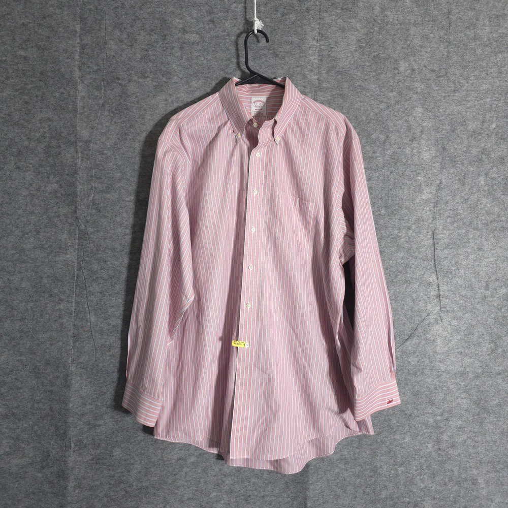 Brooks Brothers Madison Red Striped Non Iron Button Down Shirt Sz 17-34 Designer